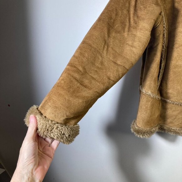 Womens Vintage Cabelas Faux Suede Fur Zip Jacket Brown S Regular Polyester Acryl - Picture 6 of 10